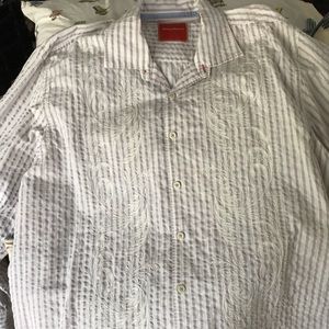 Tommy Bahama, White (Striped, Floral-Front Only), Long Sleeve, XX-Large